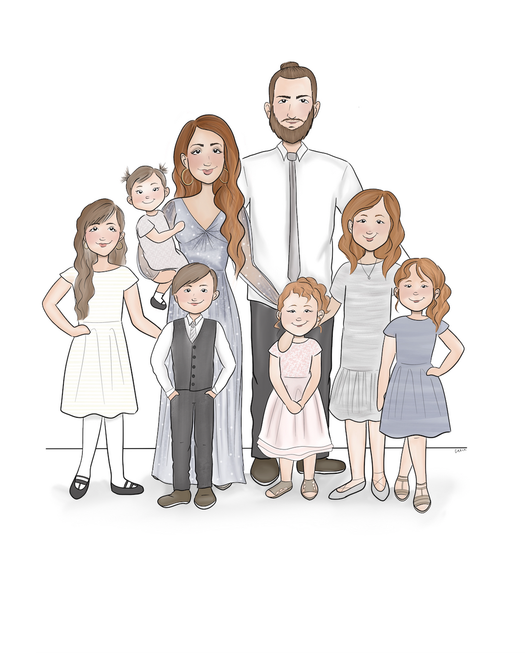 Family of 8 - Custom Portrait